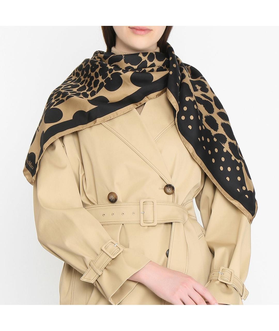 MAX MARA Коричневый шелковый платок, фото 3