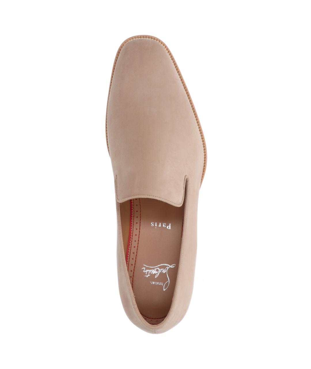 CHRISTIAN LOUBOUTIN Бежевые кожаные лоферы, фото 5