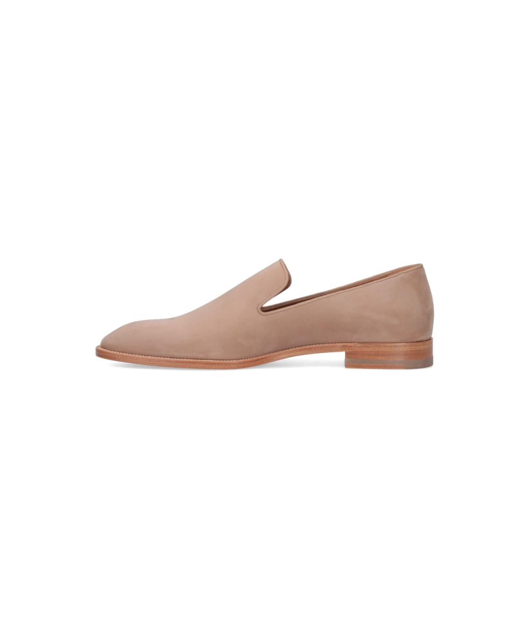 CHRISTIAN LOUBOUTIN Бежевые кожаные лоферы, фото 3