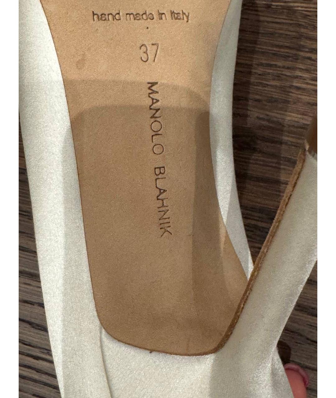 MANOLO BLAHNIK Белые текстильные туфли, фото 6
