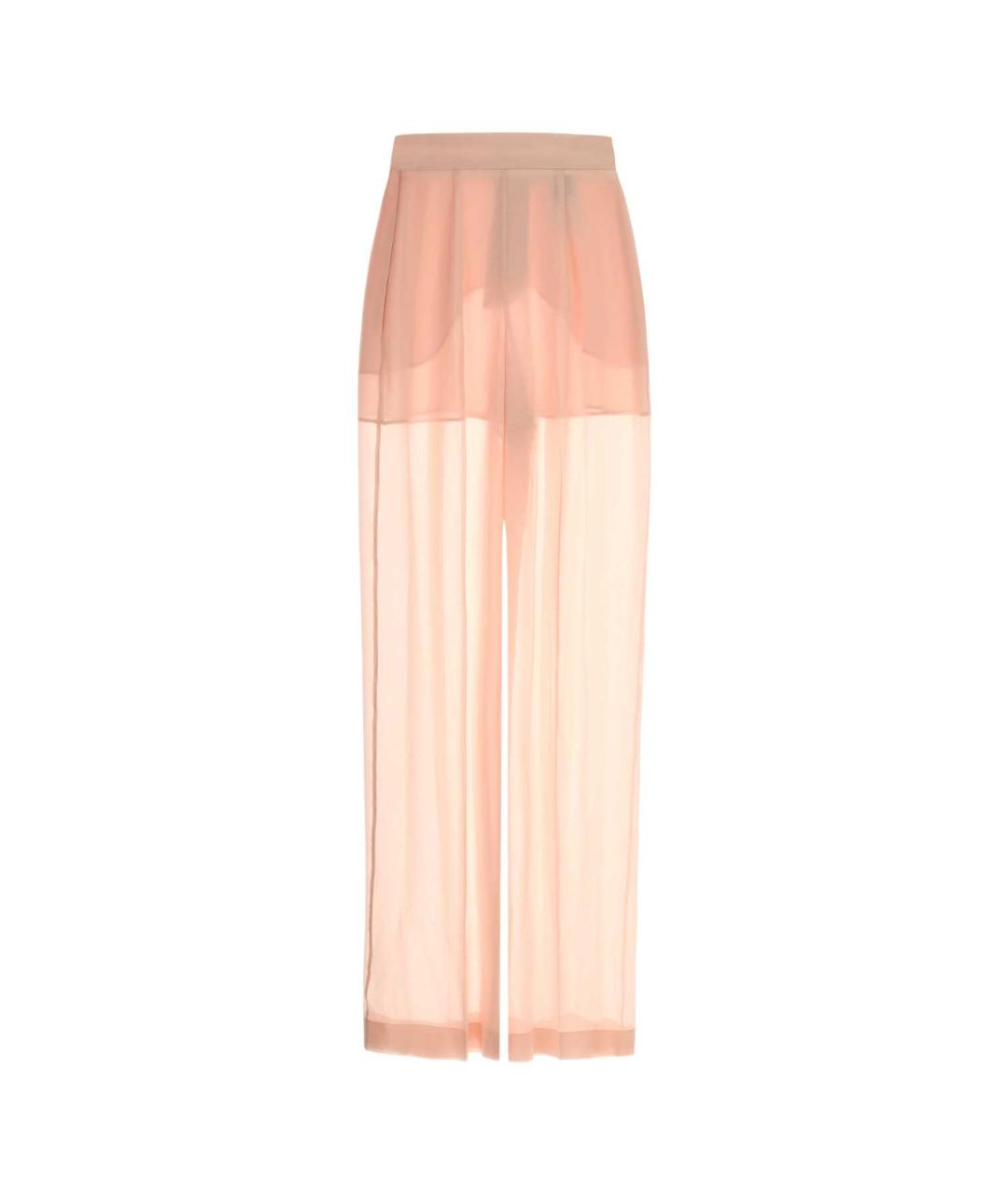 ALBERTA FERRETTI Розовые шелковые прямые брюки, фото 2