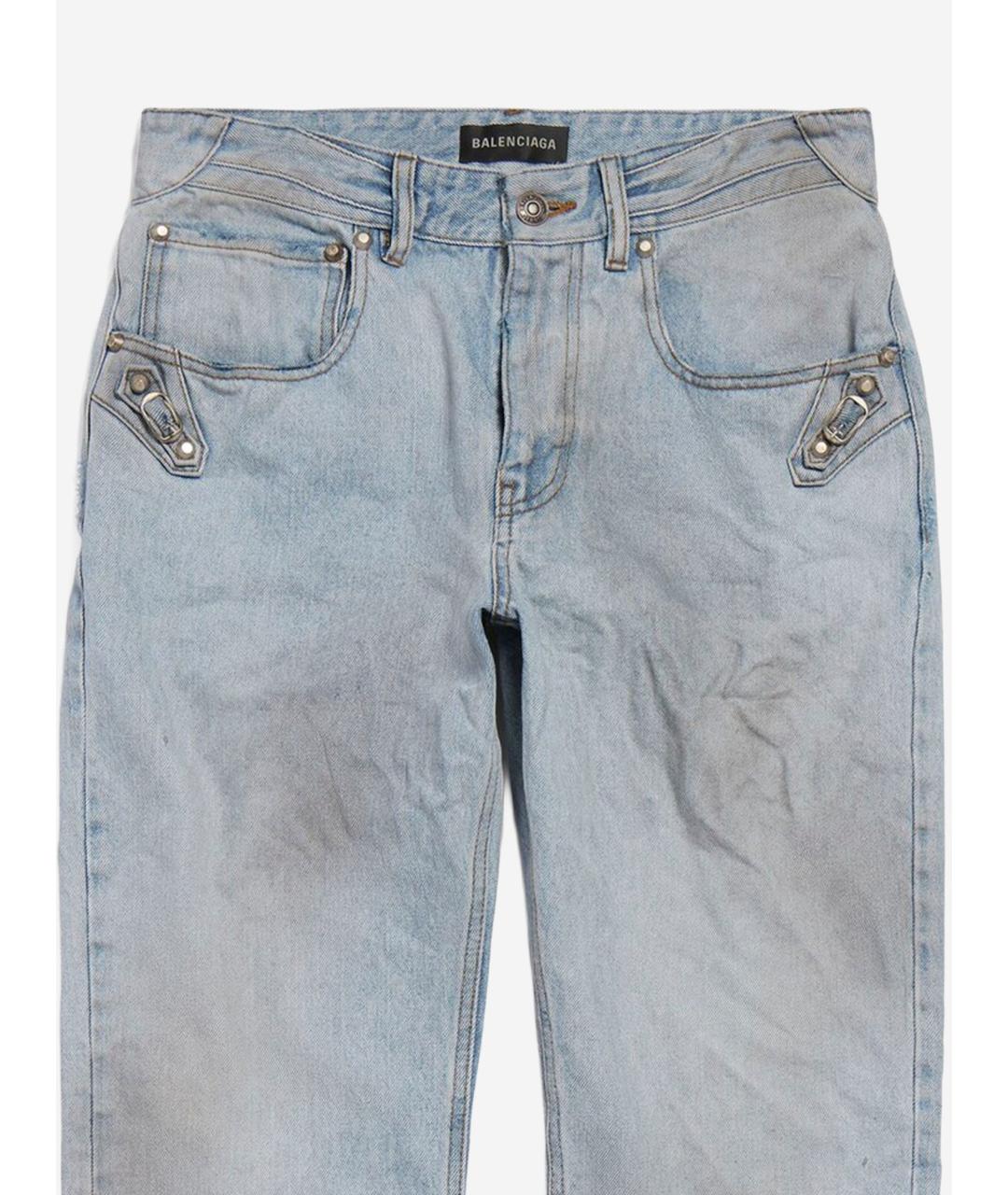 BALENCIAGA Голубые хлопковые прямые джинсы, фото 3