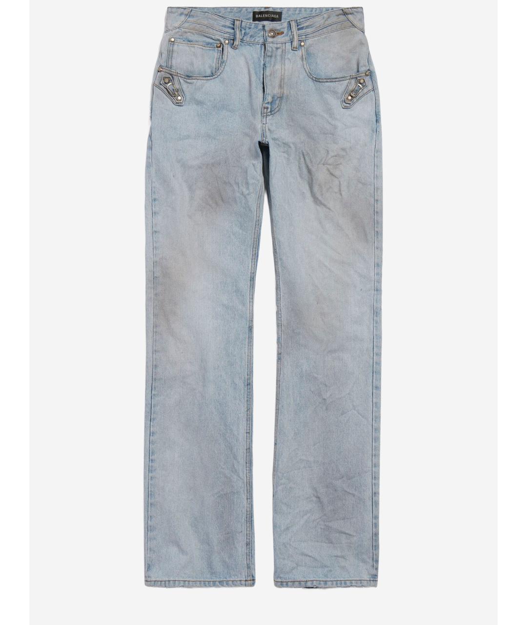 BALENCIAGA Голубые хлопковые прямые джинсы, фото 4