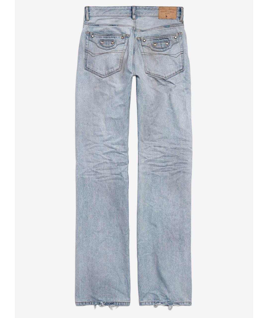 BALENCIAGA Голубые хлопковые прямые джинсы, фото 2
