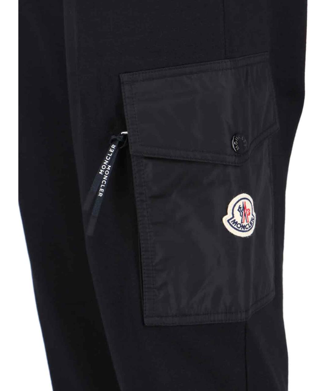 MONCLER Черные полиэстеровые повседневные брюки, фото 4