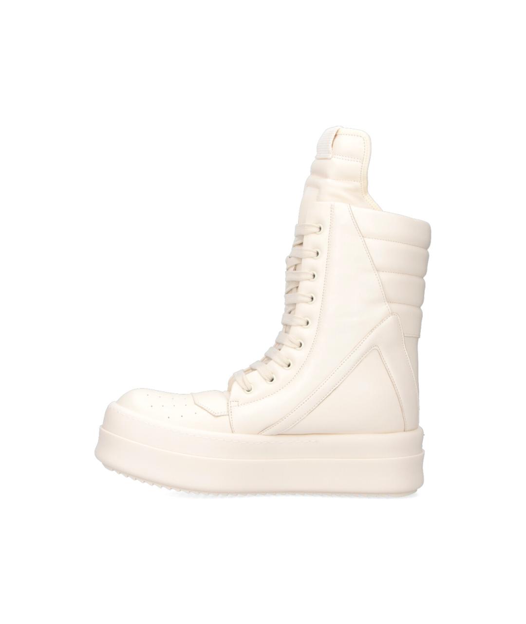 RICK OWENS Белые кожаные высокие кроссовки / кеды, фото 3