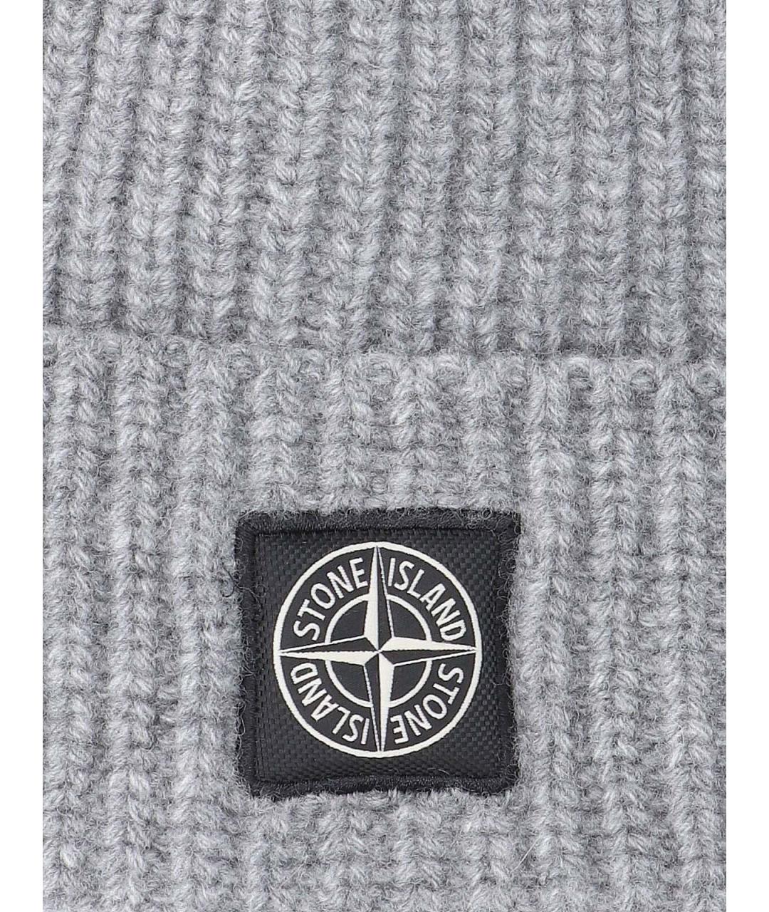 STONE ISLAND Серая шерстяная шапка, фото 3