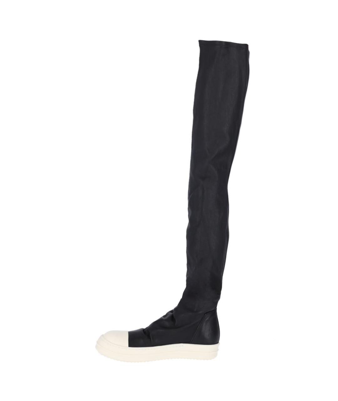 RICK OWENS Черные кожаные ботфорты, фото 3