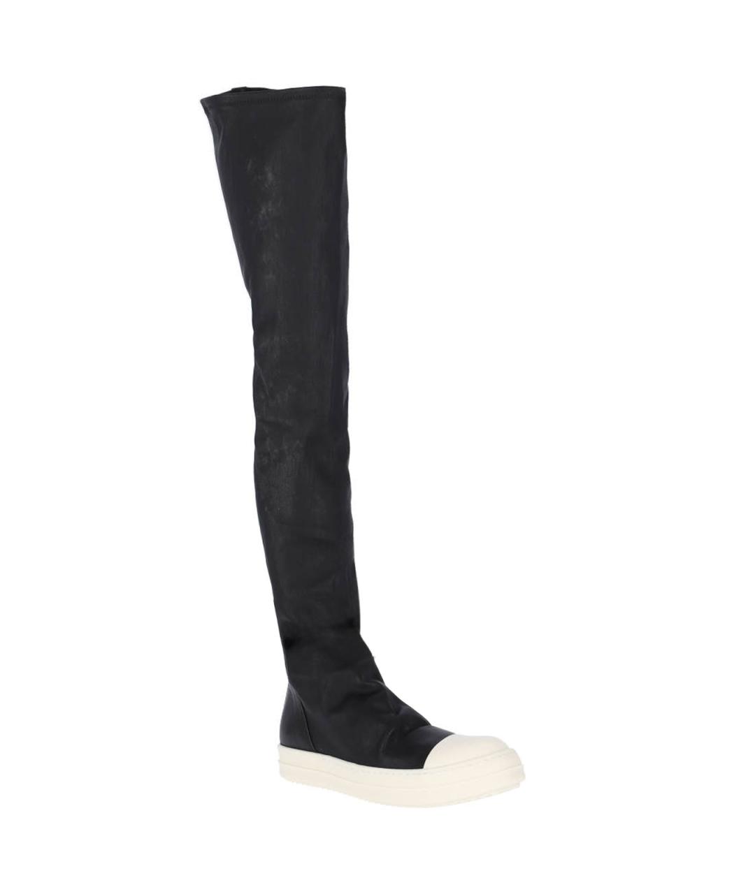 RICK OWENS Черные кожаные ботфорты, фото 2