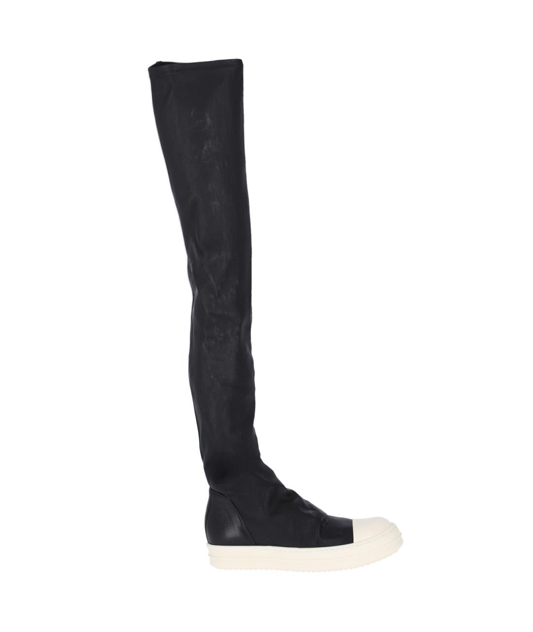 RICK OWENS Черные кожаные ботфорты, фото 1