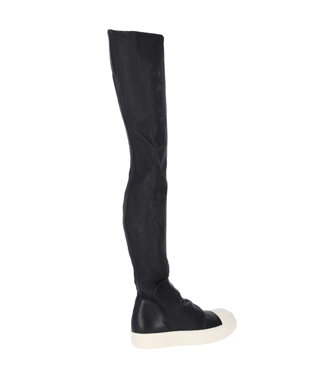 RICK OWENS Черные кожаные ботфорты, фото 4