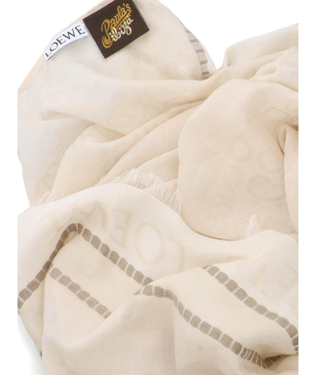 LOEWE Бежевый хлопковый шарф, фото 3