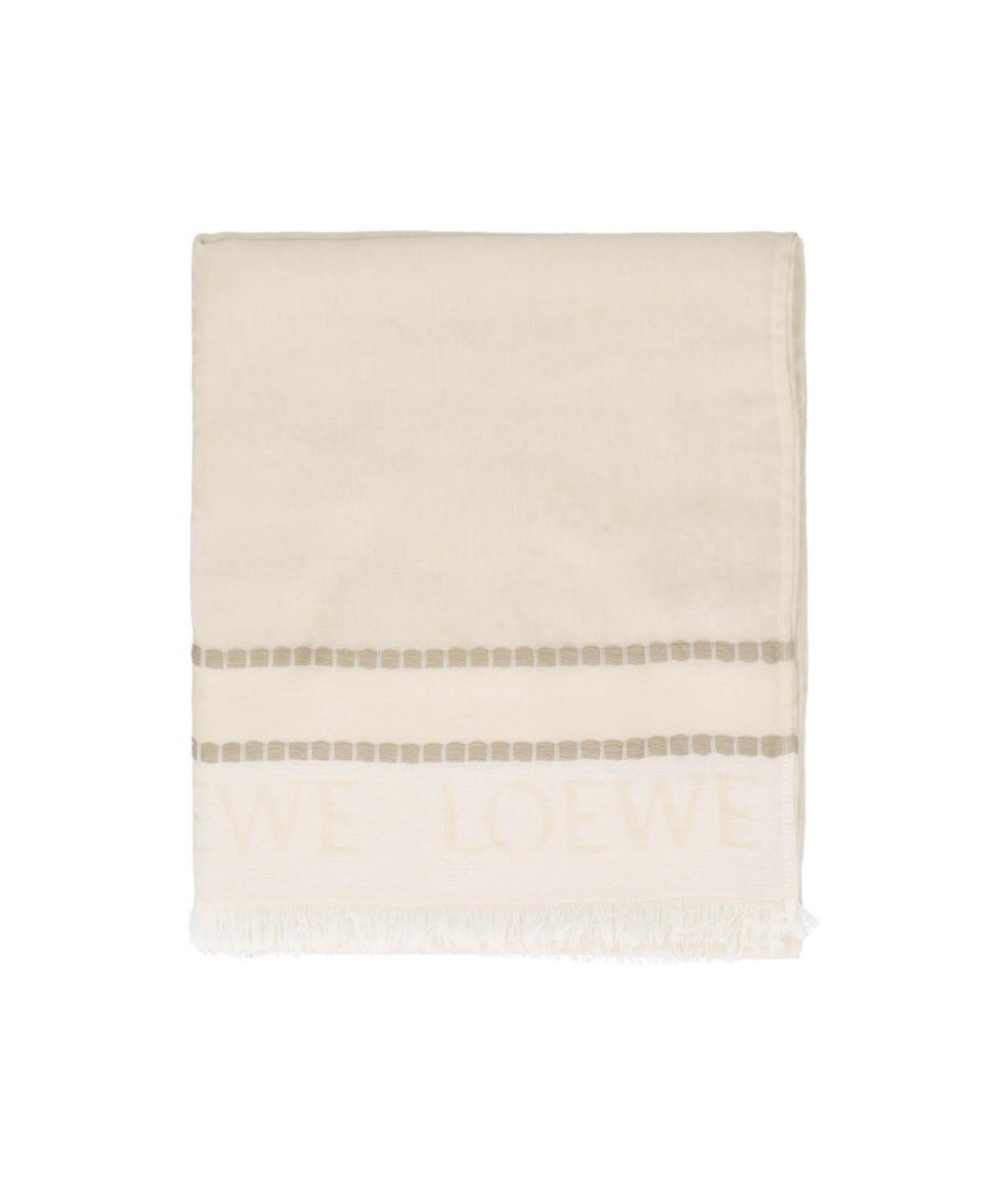 LOEWE Бежевый хлопковый шарф, фото 1