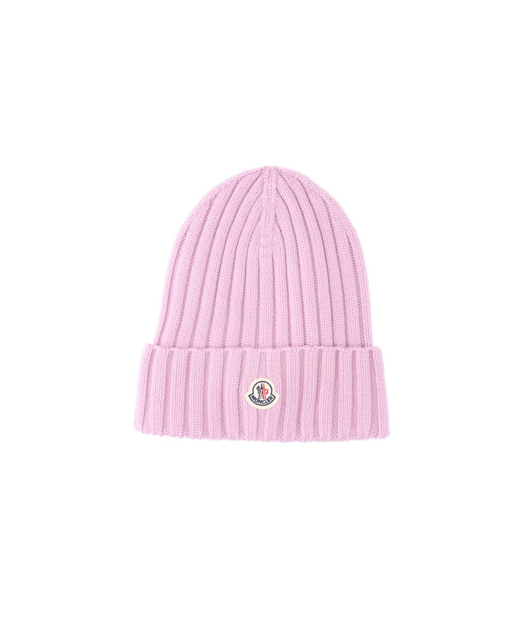MONCLER Розовая шерстяная шапка, фото 1