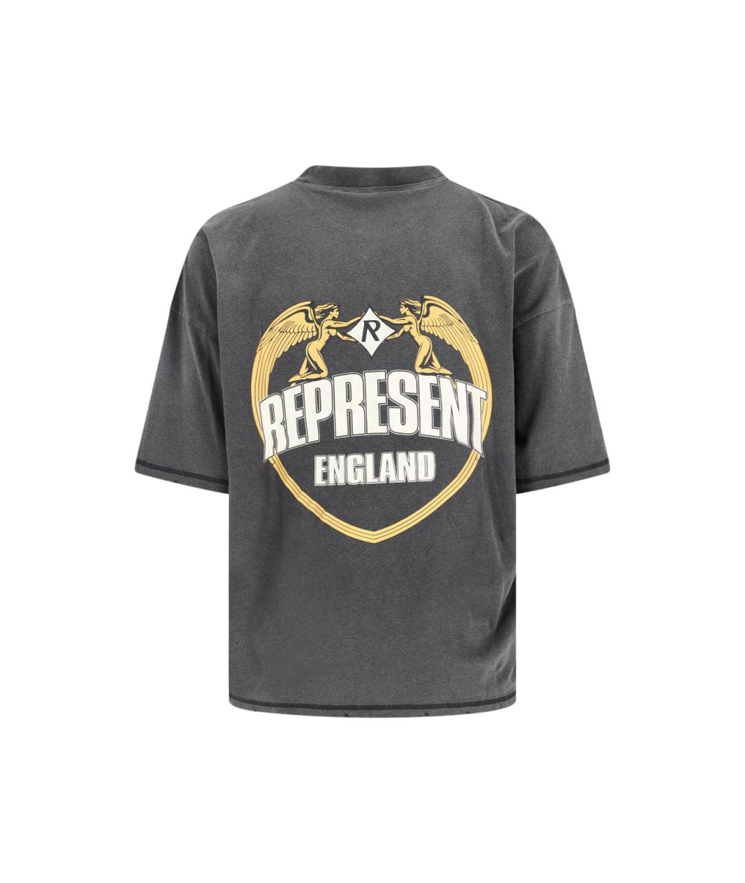 REPRESENT Серая хлопковая футболка, фото 2