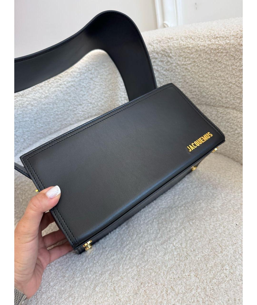 JACQUEMUS Черная кожаная сумка с короткими ручками, фото 2