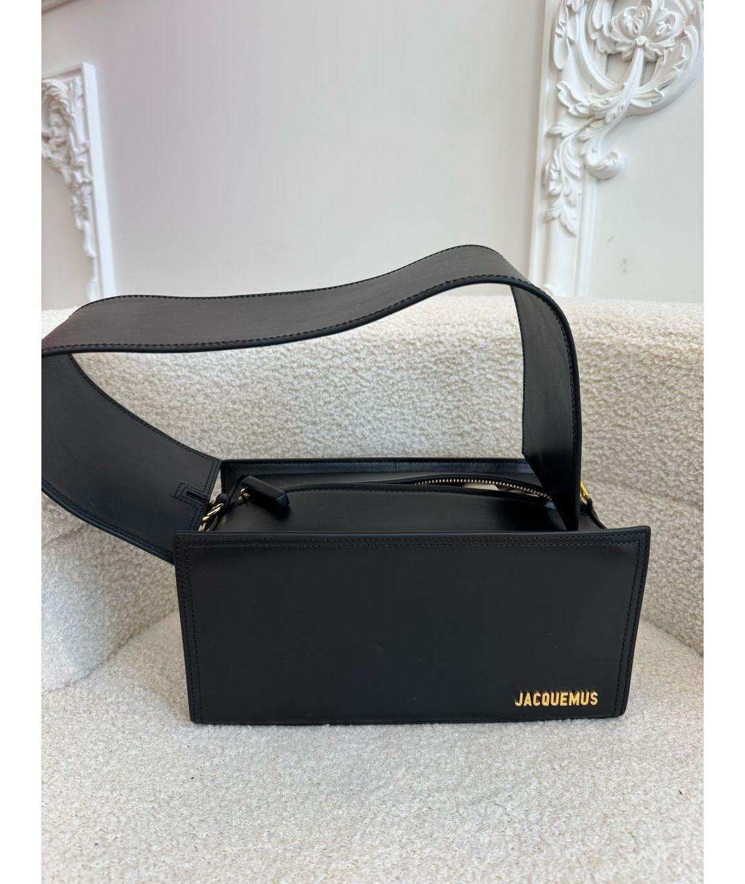 JACQUEMUS Черная кожаная сумка с короткими ручками, фото 3