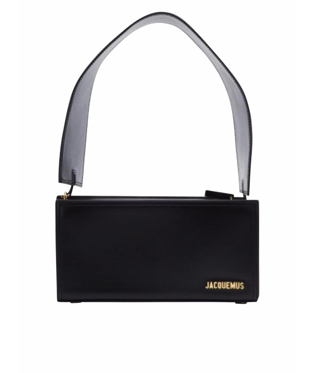 JACQUEMUS Черная кожаная сумка с короткими ручками, фото 1