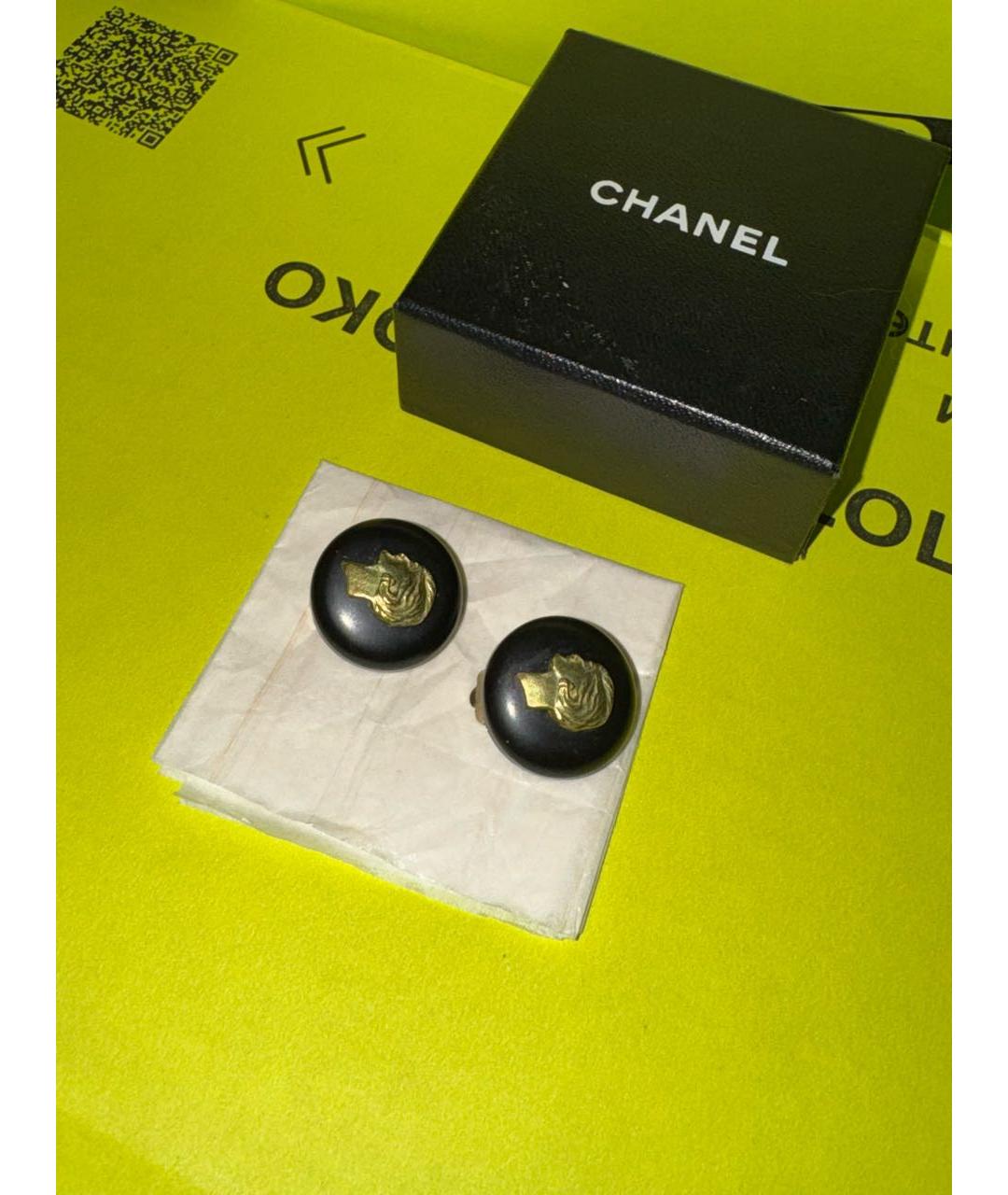 CHANEL Черные серьги, фото 5