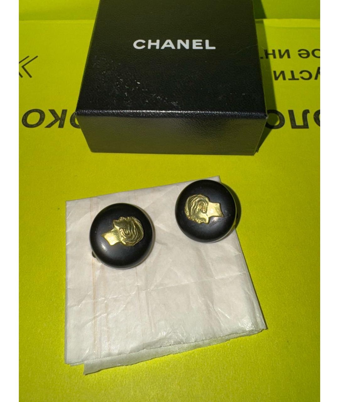 CHANEL Черные серьги, фото 4