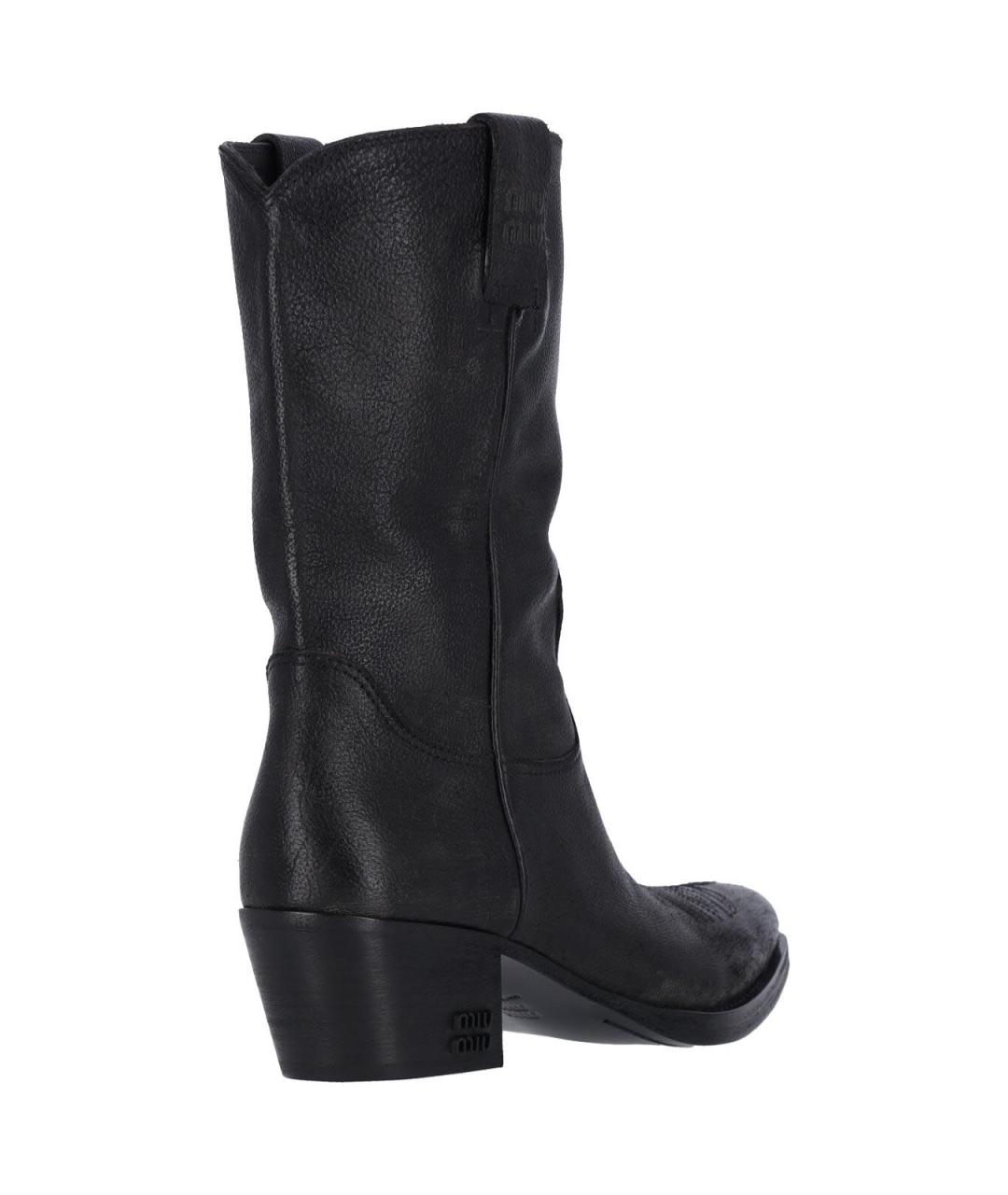 MIU MIU Черные кожаные сапоги, фото 4