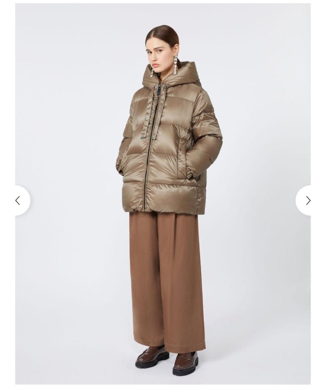 MAX MARA THE CUBE Коричневый полиэстеровый пуховик, фото 2