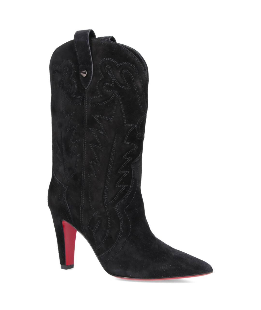 CHRISTIAN LOUBOUTIN Черные кожаные ботильоны, фото 2