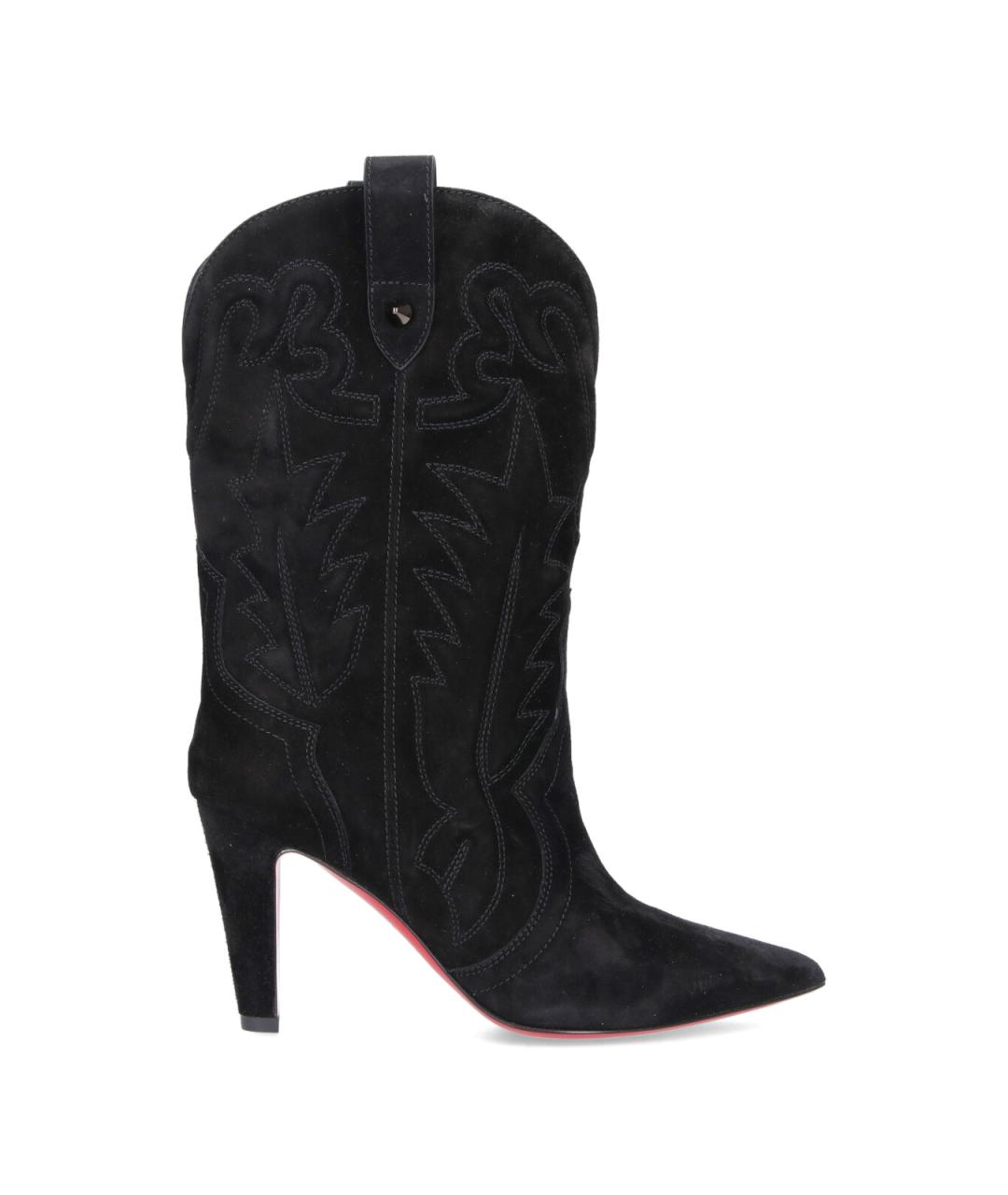 CHRISTIAN LOUBOUTIN Черные кожаные ботильоны, фото 1