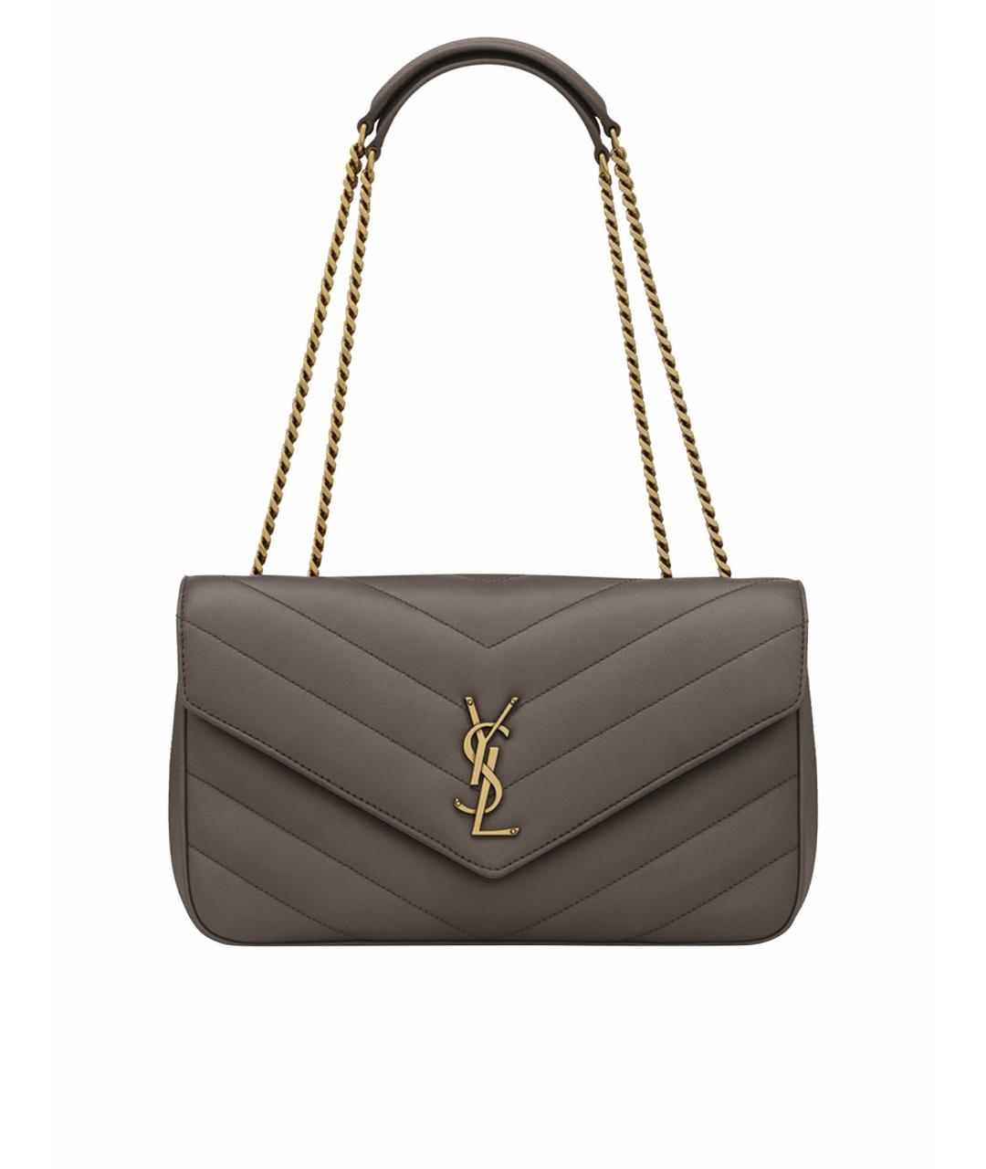 SAINT LAURENT Коричневая кожаная сумка через плечо, фото 1