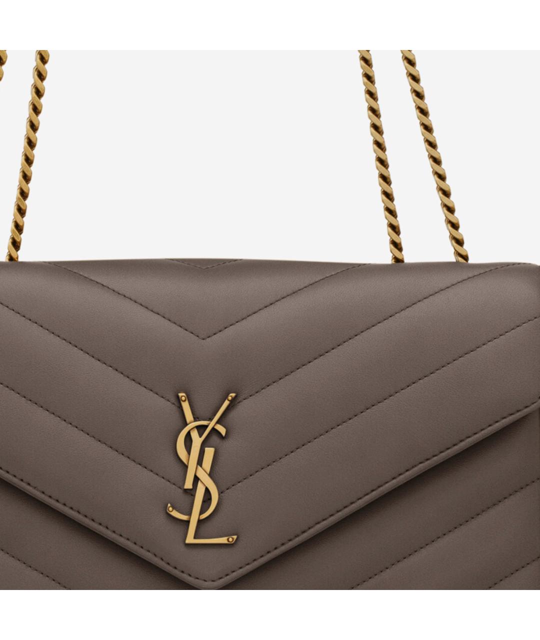 SAINT LAURENT Коричневая кожаная сумка через плечо, фото 5