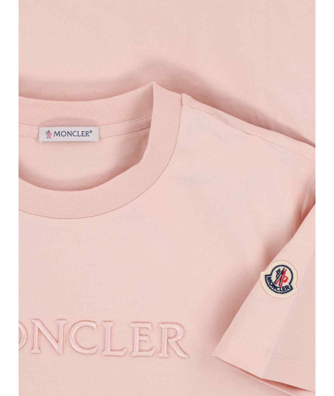 MONCLER Розовая хлопковая футболка, фото 3