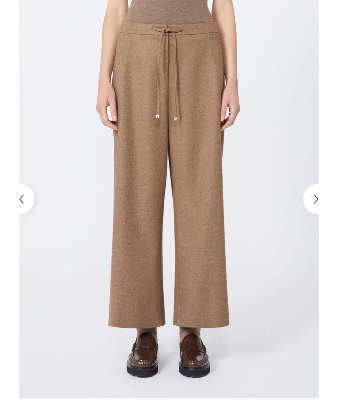 'S MAX MARA Бежевые шерстяные брюки широкие, фото 5