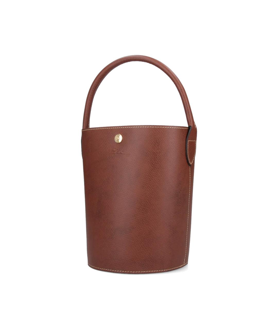 LONGCHAMP Коричневая кожаная сумка с короткими ручками, фото 2