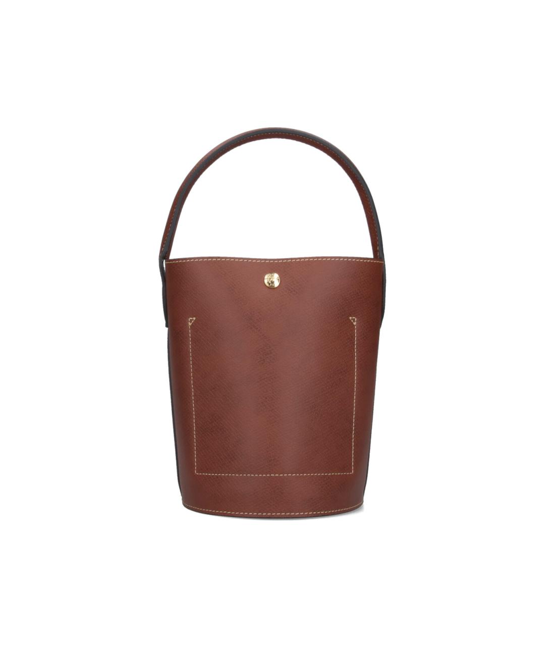 LONGCHAMP Коричневая кожаная сумка с короткими ручками, фото 3