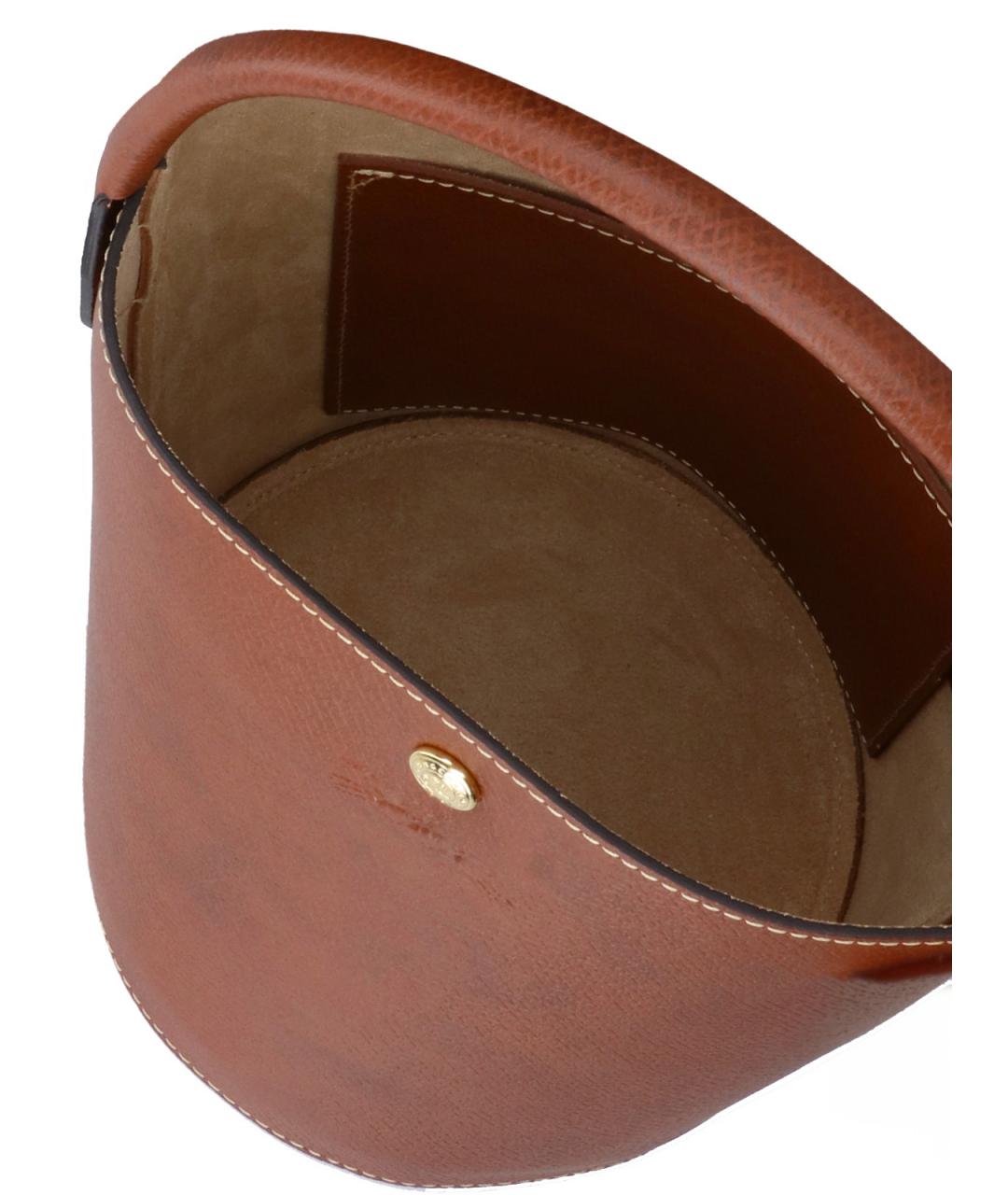 LONGCHAMP Коричневая кожаная сумка с короткими ручками, фото 4