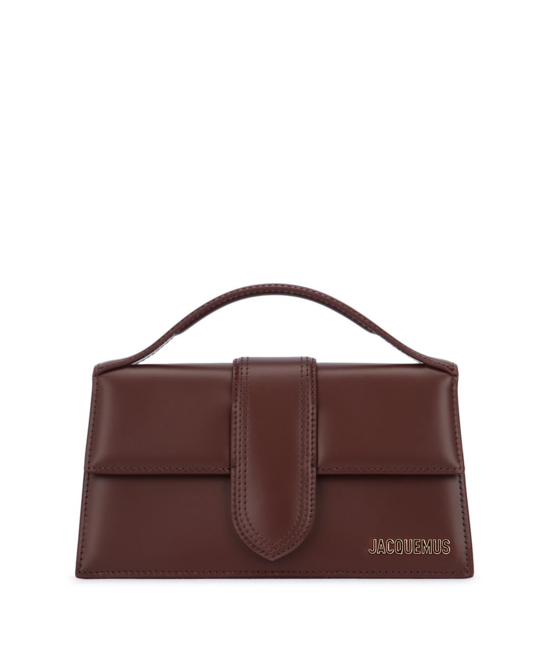 JACQUEMUS Коричневая кожаная сумка с короткими ручками, фото 1