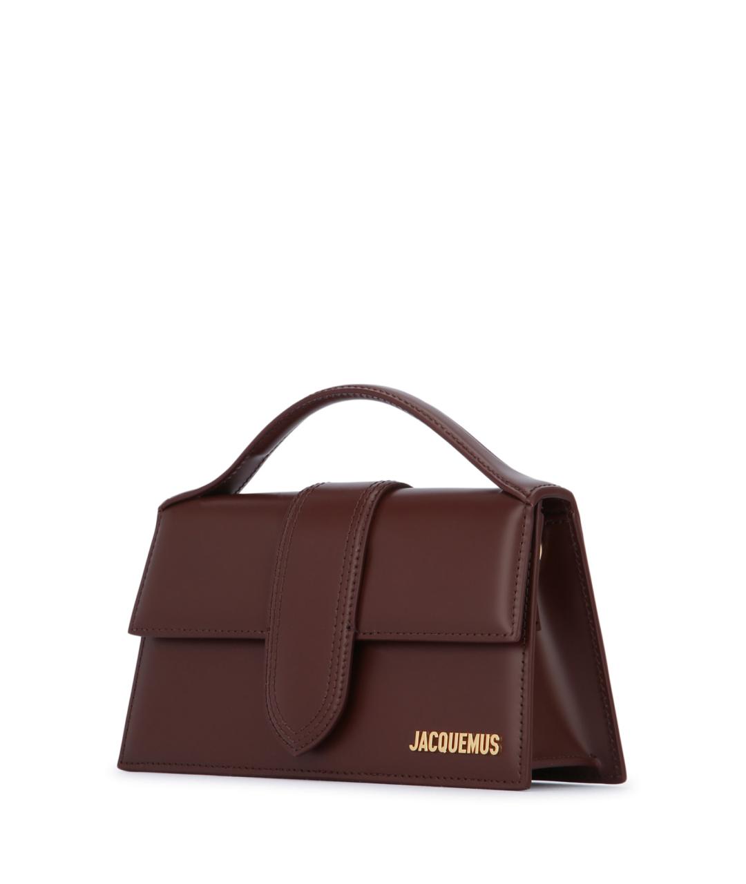 JACQUEMUS Коричневая кожаная сумка с короткими ручками, фото 2