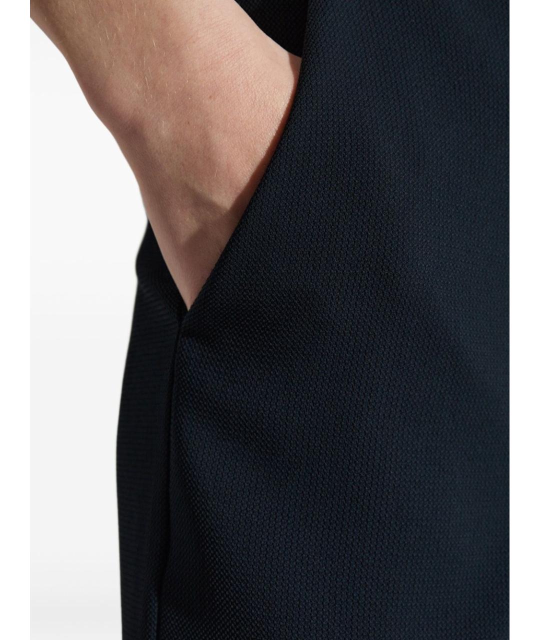 EMPORIO ARMANI Синие полиэстеровые прямые брюки, фото 2