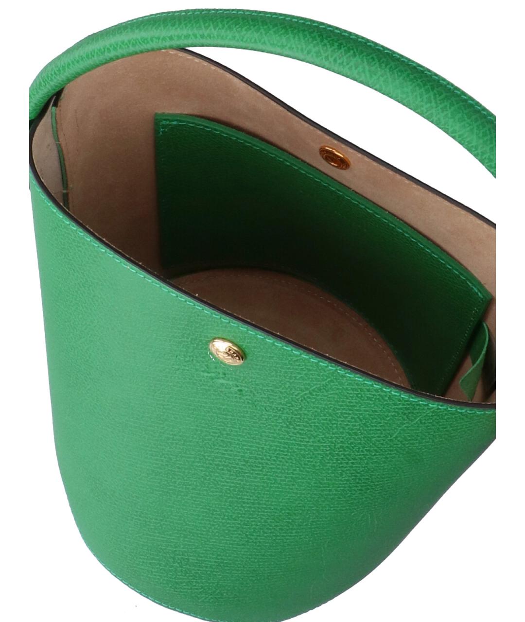 LONGCHAMP Зеленая кожаная сумка с короткими ручками, фото 4