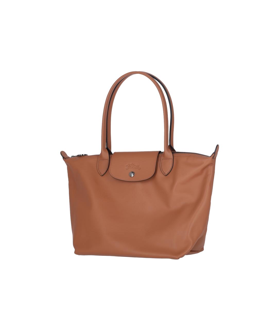 LONGCHAMP Коричневая кожаная сумка тоут, фото 2
