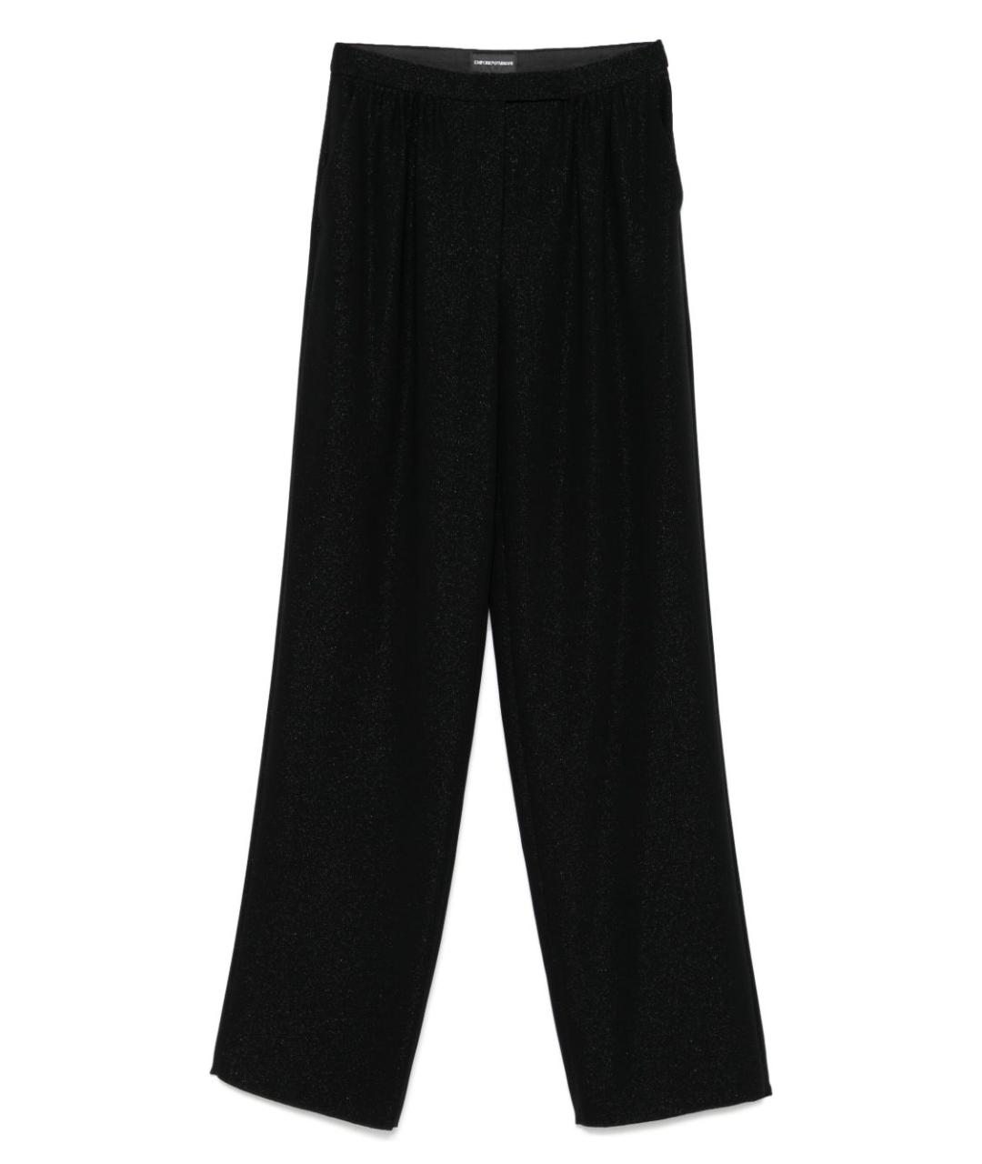 EMPORIO ARMANI Черные полиэстеровые прямые брюки, фото 1