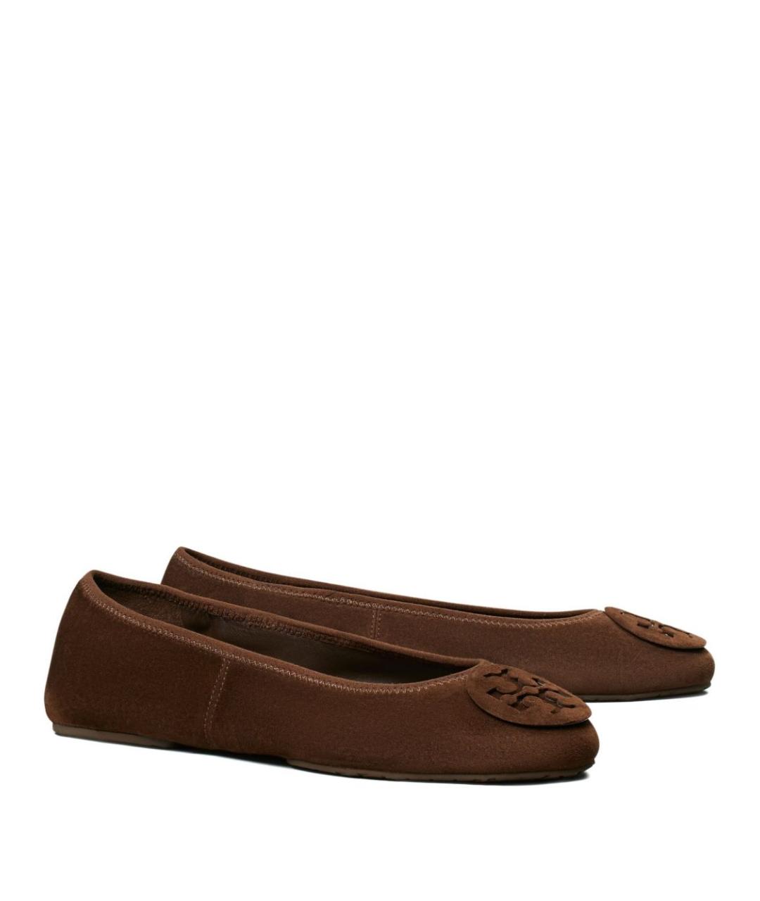 TORY BURCH Коричневые кожаные балетки, фото 2