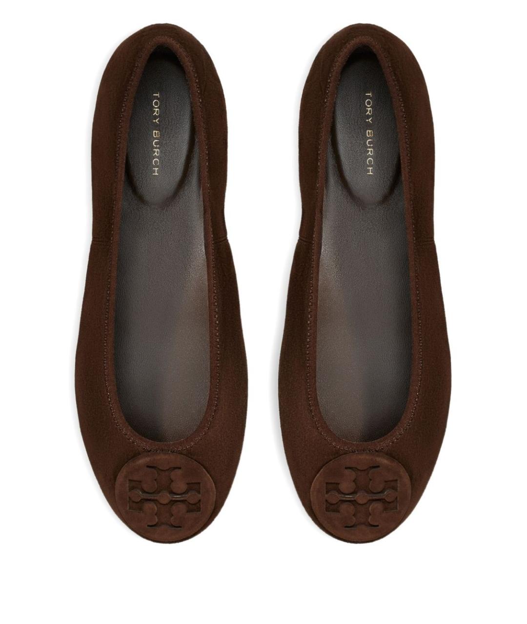 TORY BURCH Коричневые кожаные балетки, фото 4