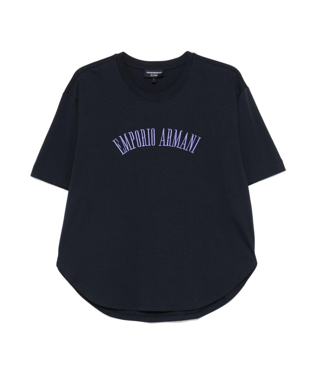 EMPORIO ARMANI Синяя хлопковая футболка, фото 1