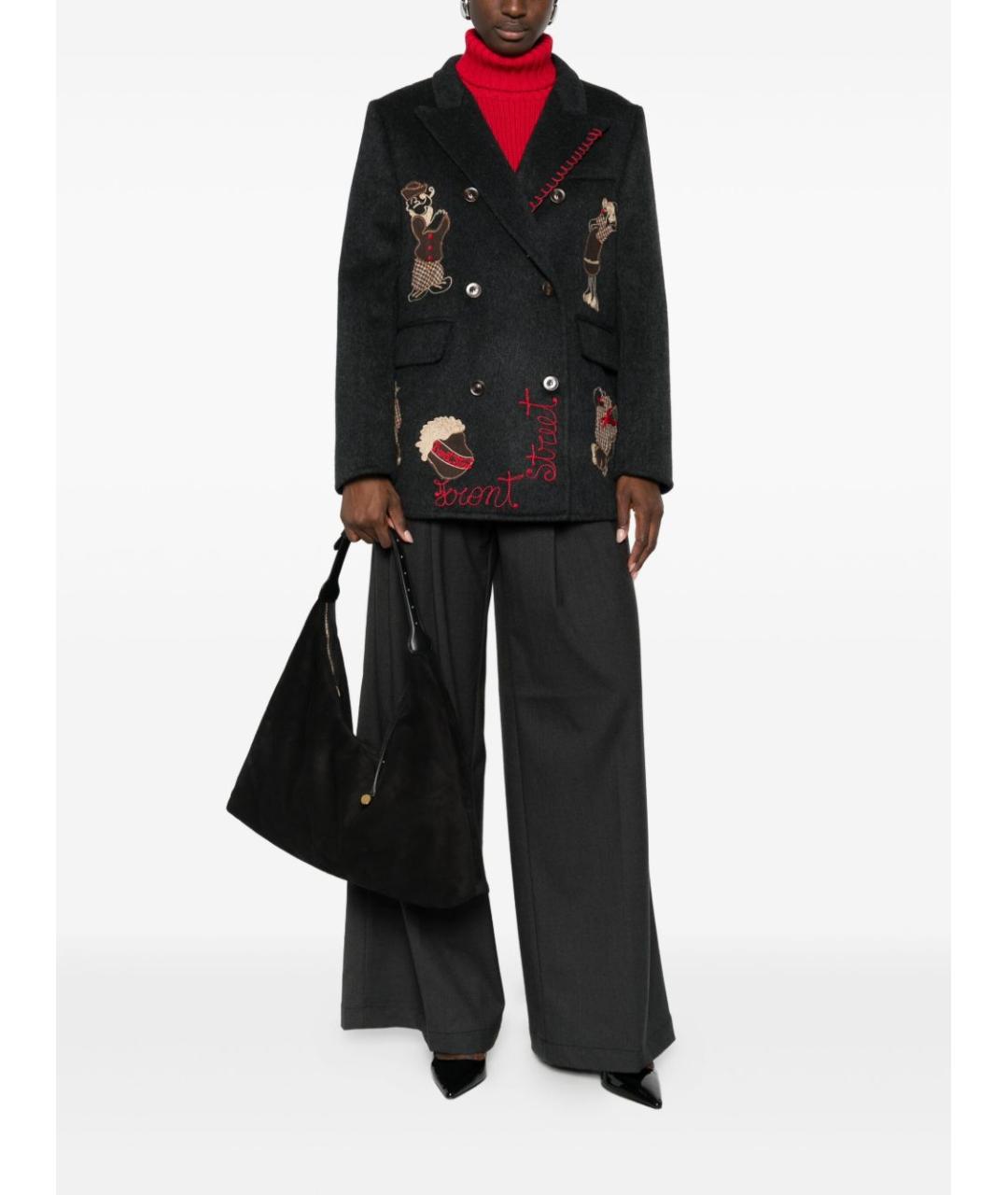 FRONT STREET Черный шерстяной жакет/пиджак, фото 5