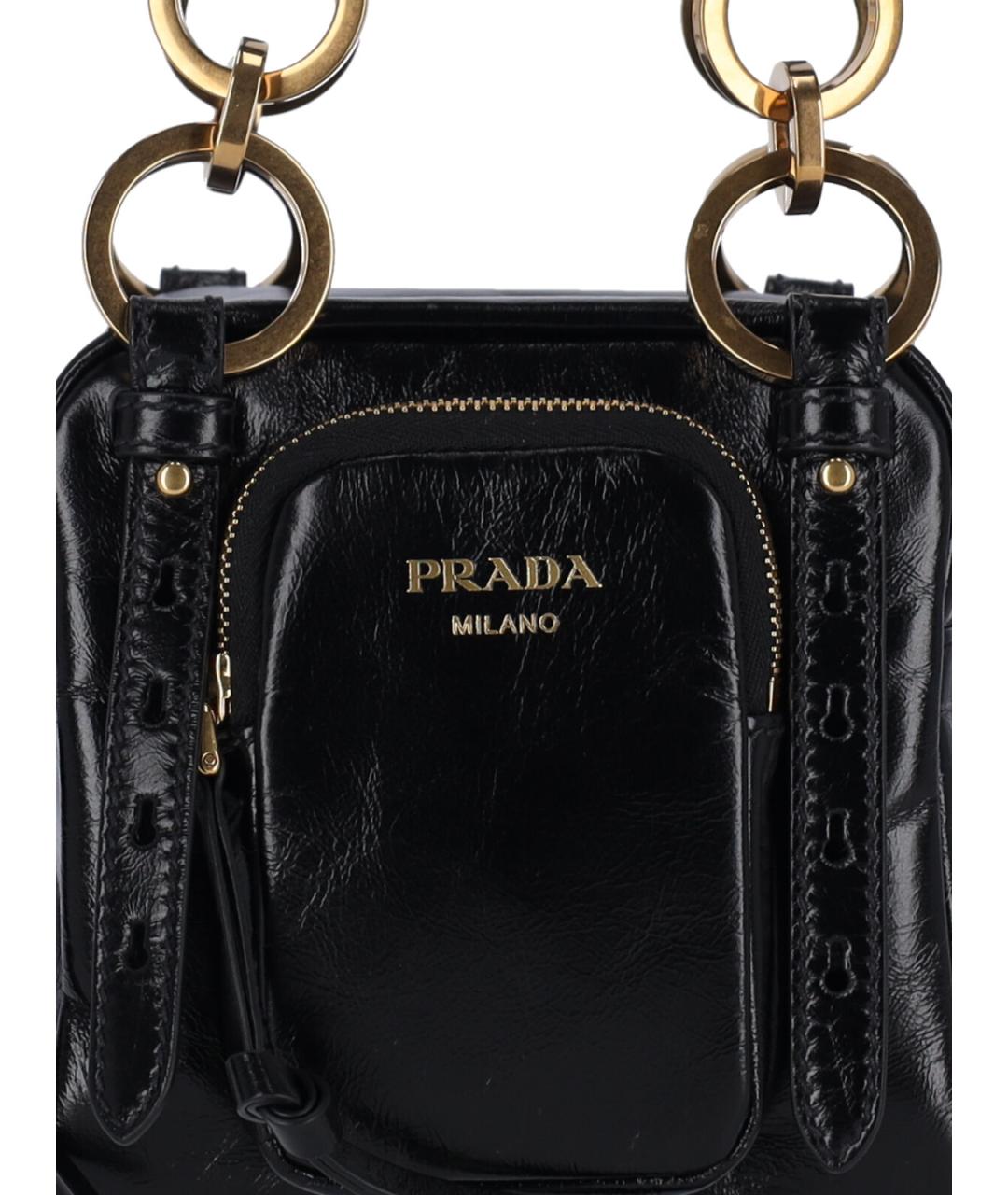 PRADA Черная кожаная сумка тоут, фото 4