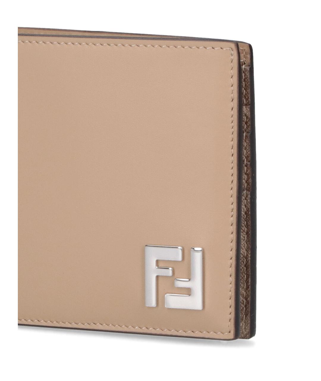 FENDI Бежевый кожаный кошелек, фото 5