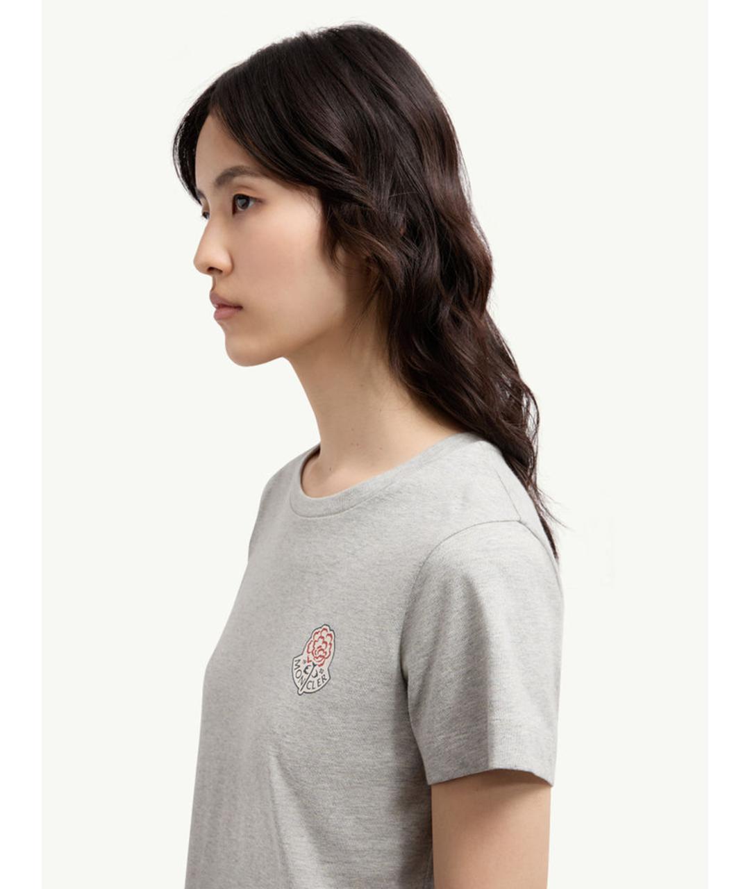 MONCLER Серая хлопковая футболка, фото 6
