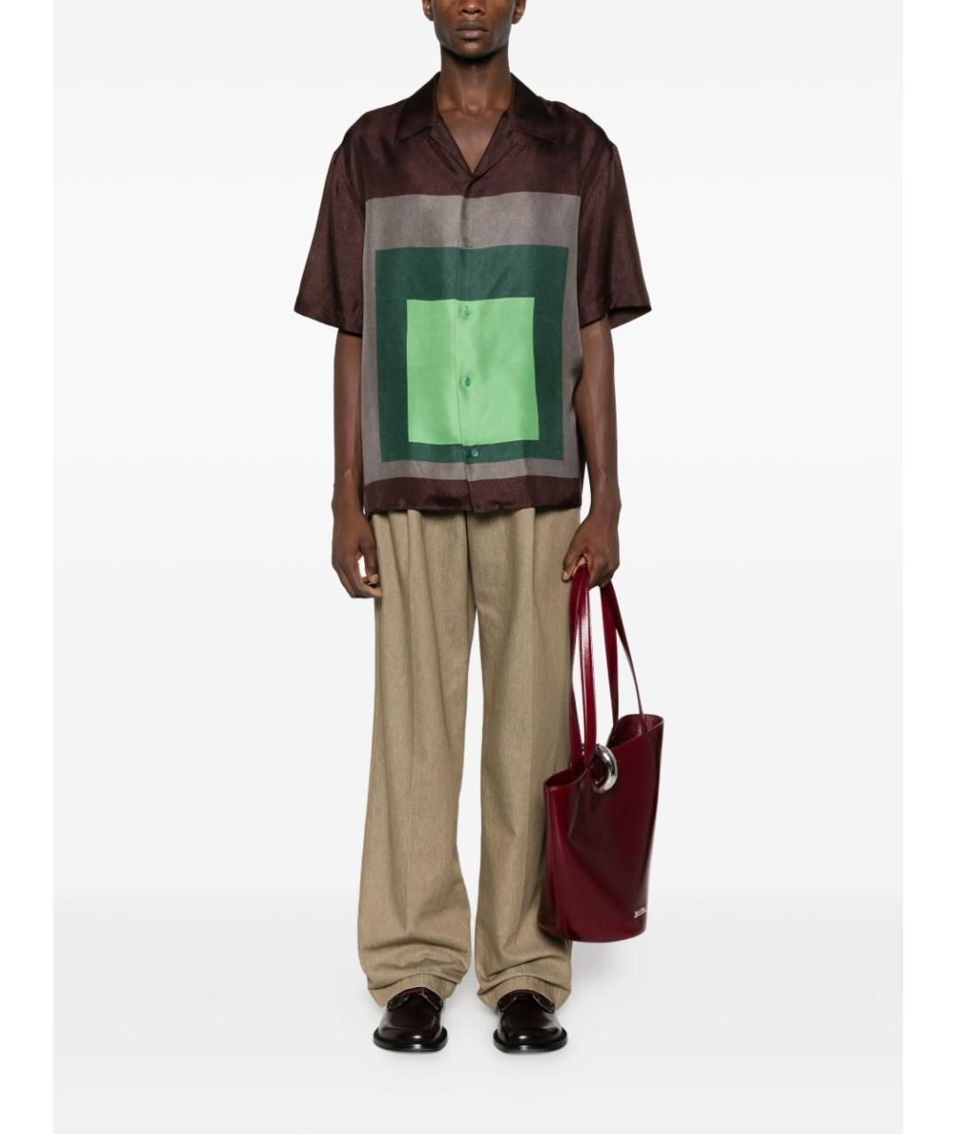 LOEWE Коричневая шелковая кэжуал рубашка, фото 4