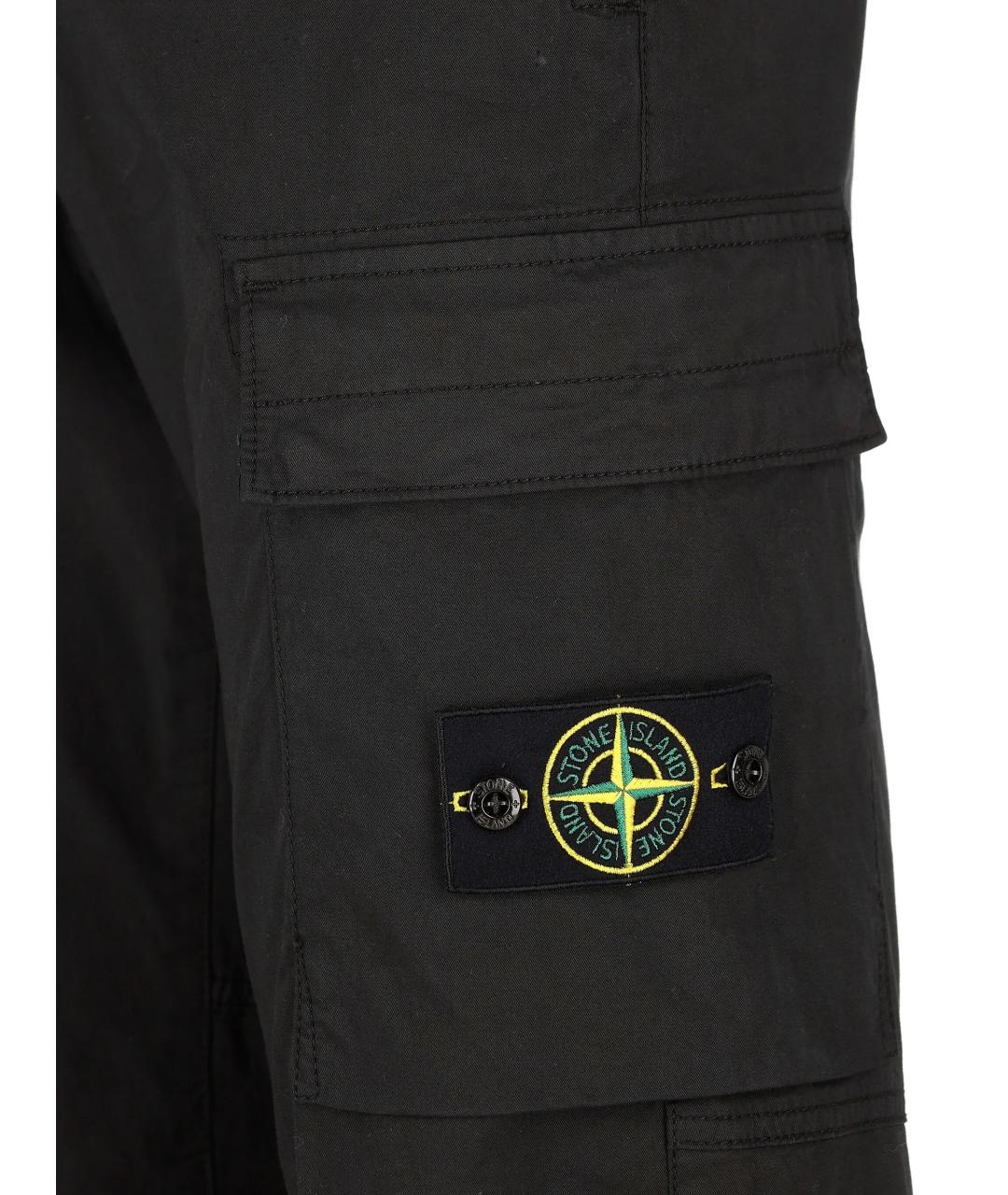 STONE ISLAND Черные хлопко-эластановые повседневные брюки, фото 3